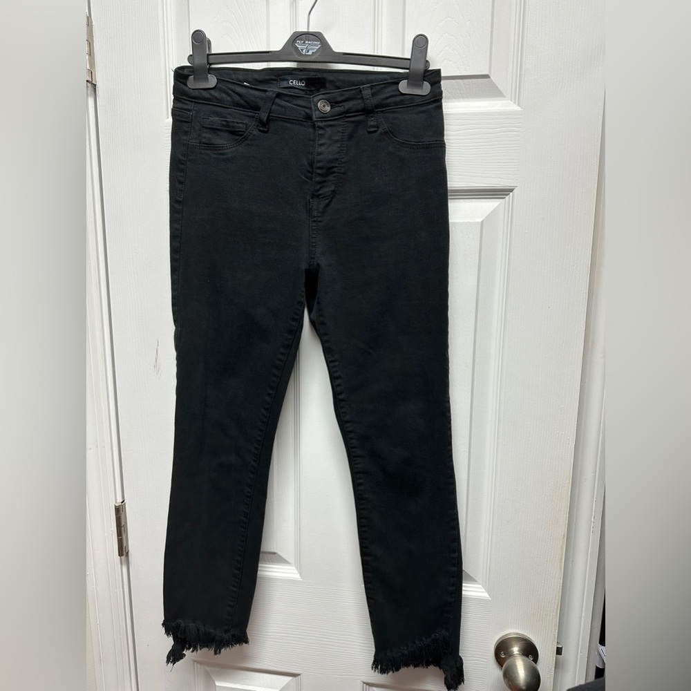 Cello cropped black jeans with frayed hem